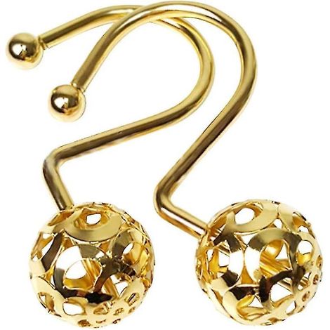 Goldene Duschvorhangringe, 4er-Set dekorative Duschvorhanghaken aus Messing