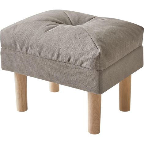 Petit Pouf Repose Pied Ottoman, Chaise avec Siège Rembourré en Éponge, Repose-Pieds, Tabouret Bas en Bois pour Chambre à Coucher, Salon, Entrée, 40×29×32CM, Gris (1/5)