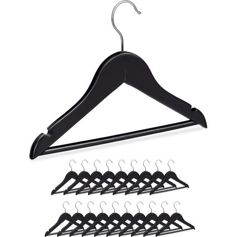20 Cintres Bois Enfant Bébé Noir, Crochet Rotatif, Encoches, Portant Vêtements Robuste, Gain de Place Armoire (1/5)