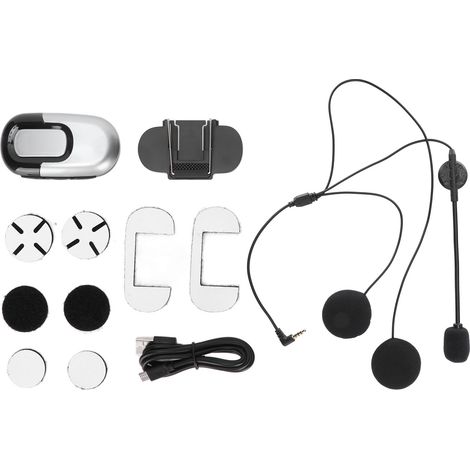 Motorradhelm mit Bluetooth 5.0, Geräuschunterdrückung, wasserdicht und mit integrierten Kopfhörern – Silber