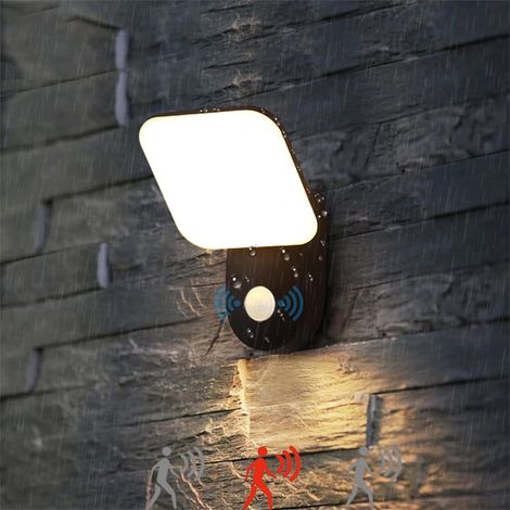 MINKUROW Lampada da parete a LED per esterni con sensore di movimento nero Lampada da parete a induzione Pir per interni Ip65 Lampada da parete per esterni quadrata impermeabile 12w per portico patio (1/5)