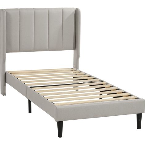 Vianna Single Ottoman Storage Upholstered 99 cm Linen Bed Frame with Headboard, Beige (1/5)