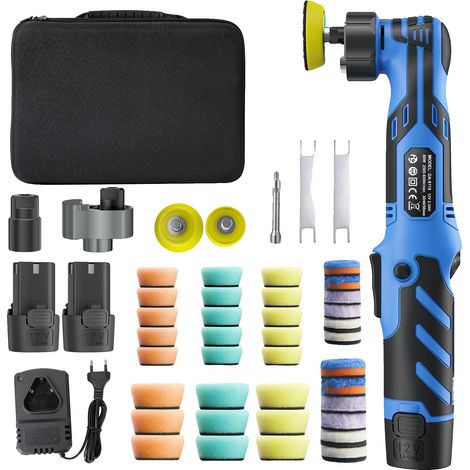 Mini Polisseuse, Design Compact, Réglages de Vitesse Multiples et Polyvalents, Batterie Bleue-2 Prise EU (1/2)