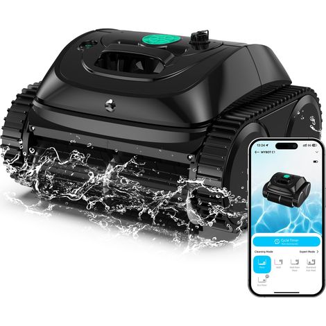 Robot Piscine Fond et Parois 150 Min Aspirateur Piscine avec Planification Intelligente des itinéraires, Nettoyage entièrement Automatique du Sol, 150m² Nettoyage Rapide(Vert Noir) (1/5)