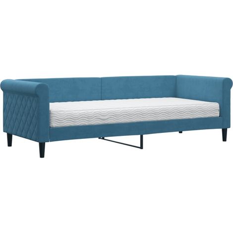 Lit adulte,Lit de jour avec matelas bleu 80x200 cm velours594074 (1/5)