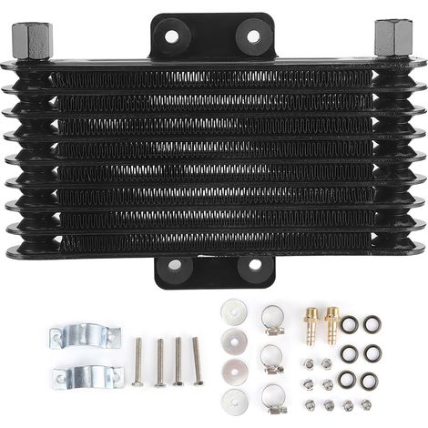 Refroidisseur d'huile moteur noir 8 rangs universel pour moto 125-250CC, quad et cross, radiateur de refroidissement haute performance (1/5)