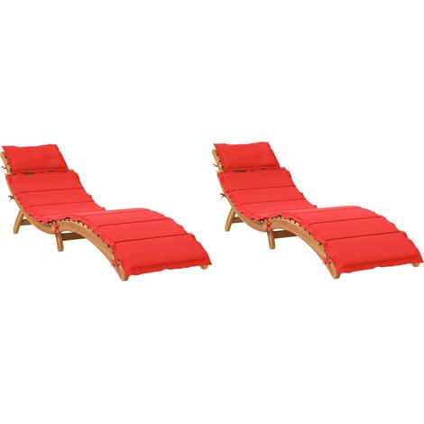 Maison Exclusive - Sonnenliegen mit Auflagen 2 Stk. Rot Massivhol