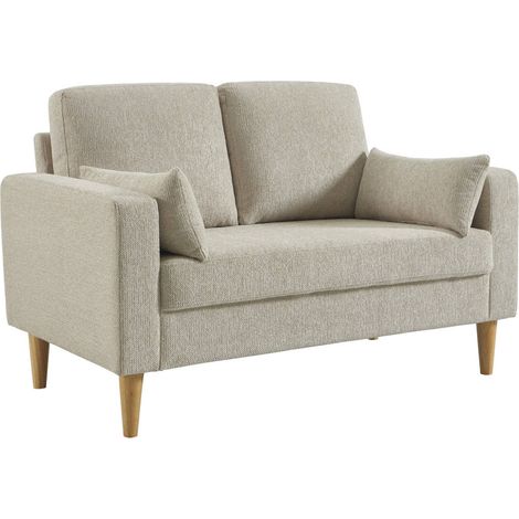 sweeek - 2-Sitzer Sofa mit Heveaholz und Chenille-Bezug , Chenille, Beige (1/5)