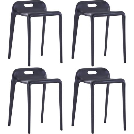 vidaXL Tabourets empilables lot de 4 noir plastique (1/5)