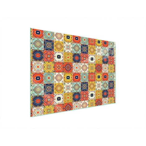 PLAQUE DE PROTECTION EN VERRE POUR POÊLE 70x52 MOSAÏQUE (1/5)