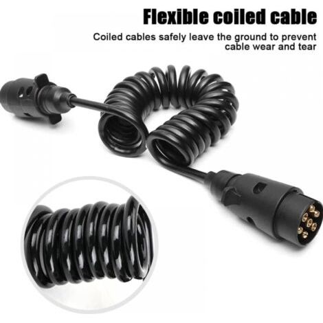 Anhänger-Verlängerungskabel, 2 m Anhängerkabel, 7-poliges Spiralkabel, 12-V-Adapterkabel, Anhänger-Verlängerungskabel für Autoanhänger, Lastwagen (1/5)