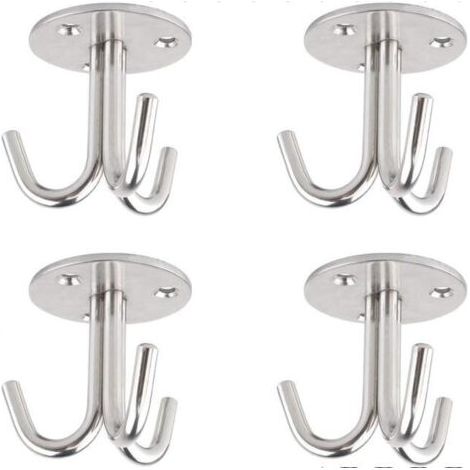 Deckenbefestigung Haken, 4 Stück Deckenhaken aus Edelstahl mit Schrauben, Deckenbefestigung Haken für Hängematten, Yoga-Schaukel, Hängelampen
