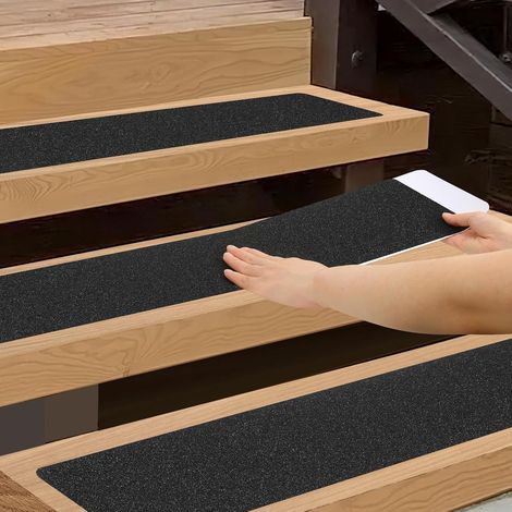 Lot de 5 bandes de marches d'escalier d'extérieur antidérapantes et résistantes aux intempéries, 20 x 76cm, bandes antidérapantes pré découpées et imperméables pour escaliers, marches (1/5)