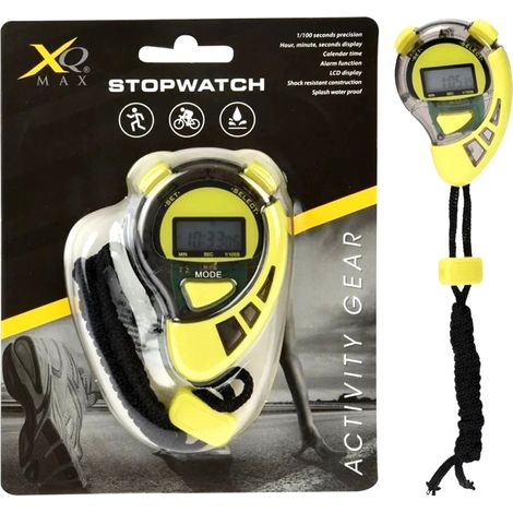 XQMAX cronometro resistente agua , Cronómetro resistente aguaCuenta atrás hasta la centésimaCalendario con contador LCDCarcasa resistente a golpes y agua exteriorCu