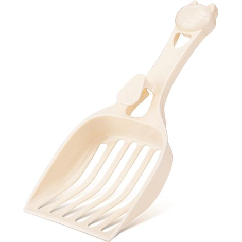 Pelle à litière pour chat, avec larges lattes, tamis à litière en plastique durable – Conçue pour un tamisage facile, blanc laiteux (1/4)