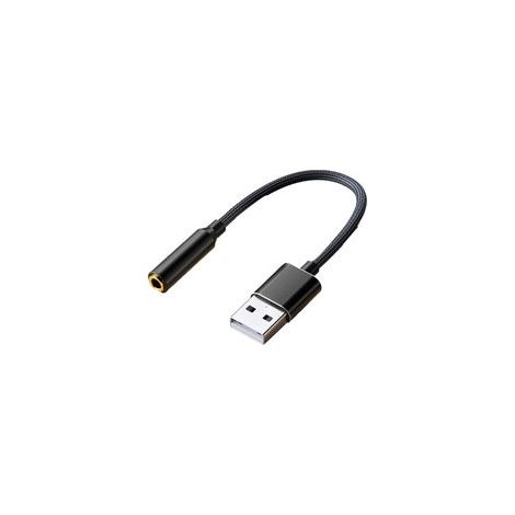 Adaptateur audio USB, adaptateur de prise audio USB vers 3,5 mm, adaptateur audio de carte son externe USB avec prise casque et microphone de 3,5 mm (noir/20 cm) (1/5)
