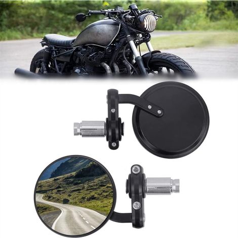 konvexe Motorradspiegel, Außenspiegel, flexibler schwarzer Rückspiegel - 7/8 Zoll (Durchmesser: 10 cm) für Sportmotorräder und Roller (1/5)