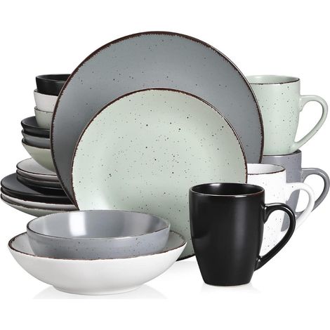 Steingut Tafelservice MODA Vintage 20-teilig Grau Geschirrset (1/5)