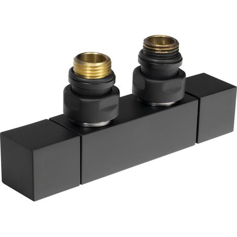 Kit de vannes CUBE TWIN pour raccordement central, noir mat (1/3)
