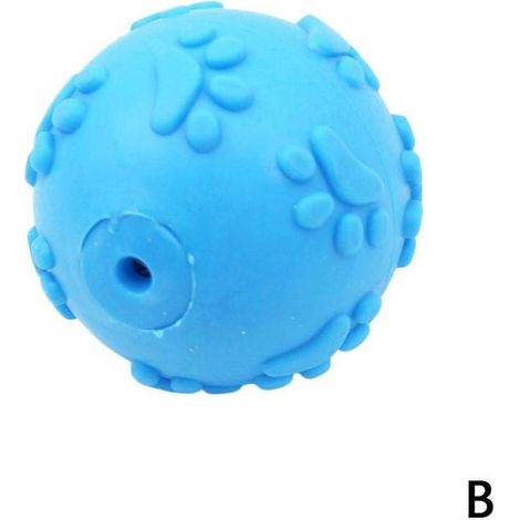 Jouet à Ronger Pour Chien - Balle en Caoutchouc avec Empreinte de Patte - Son Sifflement - Diamètre 6 cm - Pour Chiens Moyens et Petits - 1 Pièce (1/5)