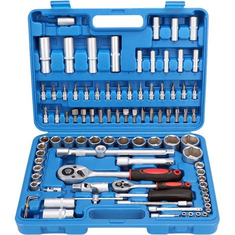 Set de 94 pièces de douilles, clés à cliquet et clés à molette, kit de réparation automobile (1/5)