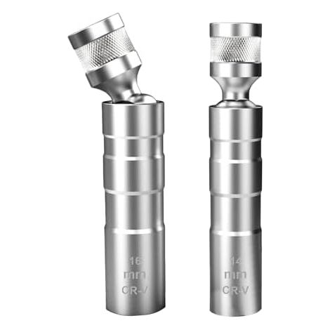Lot de 2 clés à bougie d'allumage - 14 mm 16 Entraînement 3/8" À paroi fine Magnétique Bougies universelles Outil démontage pour réparation automobile (1/5)