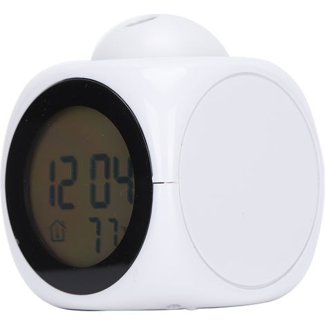 Horloge LCD rétroéclairée avec affichage vocal de l'heure, décoration lumineuse, fonction snooze, réveil silencieux, blanche