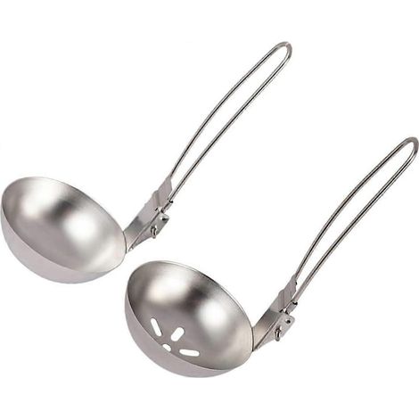 louche à soupe en acier inoxydable, louche à fentes, manche de couverts de camping, louche à fondue, louche à soupe de camping en acier inoxydable ( ) (1/5)
