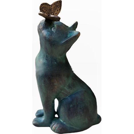 Statue de chat de jardin, statue de jardin de chat et de papillon, décoration de cour extérieure, décoration de statue extérieure (1/3)