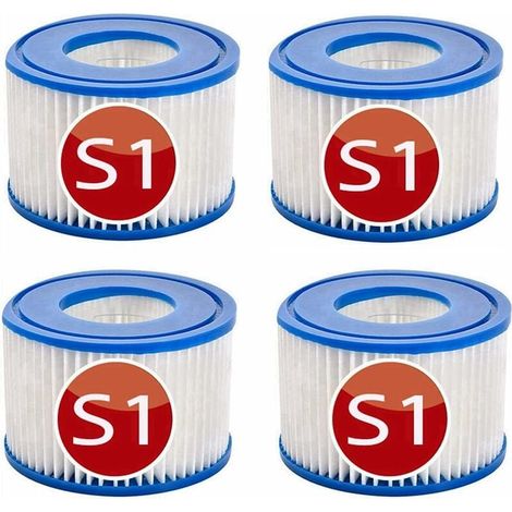 Confezione da 4 cartucce di ricambio S1 per filtro piscina Intex 29001 - per giardino esterno tipo S1 PureSpa Easy Set - cartucce per filtro vasca idromassaggio - filtro S1 (1/5)