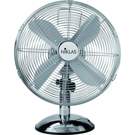 Ventilatore in acciaio cromato da tavolo 4 pale Niklas Chrome