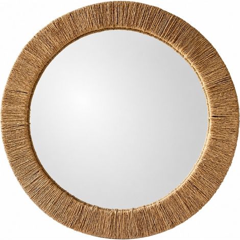 Specchio da parete rotondo con cornice in fibra naturale 60 cm (1/5)
