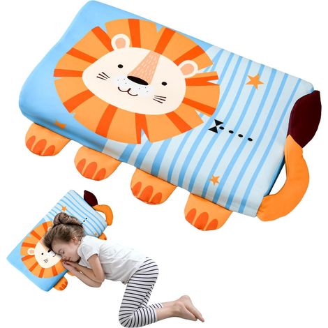 Oreiller pour enfant en mousse à mémoire de forme, oreiller pour berceau, housse de coussin incluse, oreiller pour enfant, oreiller de sieste pour enfant, unisexe pour garçons et filles (Lion) (1/5)