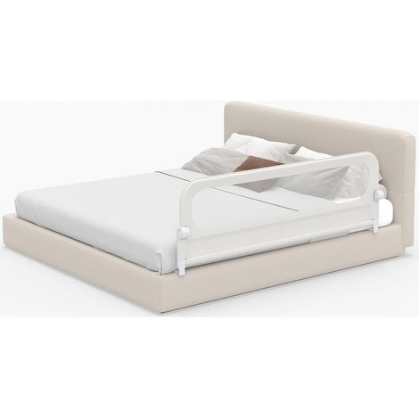 COSTWAY Sponda Letto per Bambini 150cm,Altezza Regolabile a 3 Livelli,Cinghia di Sicurezza，Bianco (1/4)