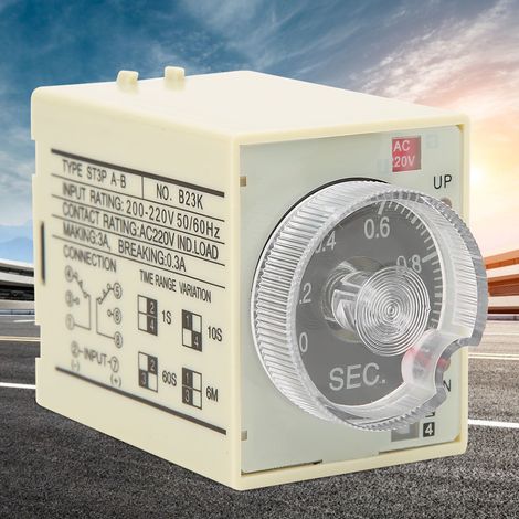 Minuterie temporisée avec bouton de réglage, boîtier en polycarbonate anti-interférences ST3PA B, 220 V CA, 50/60 Hz (1/5)