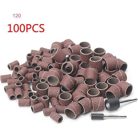 100 pièces de bandes abrasives 1/2" et 1/4", manchons, papier de verre à percussion, caoutchouc, 2 mandrins