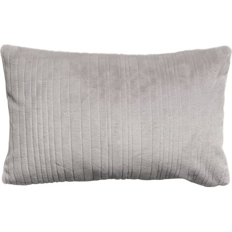 Coussin Rectangulaire Fausse Fourrure Aspect Lapin Doux Coloris Perle 65 x 40 cm - PANGIVO (1/2)