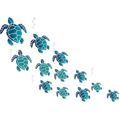 12 adesivi murali in vinile con tartarughe marine, immagini di tartarughe marine e fondali marini. (1/5)