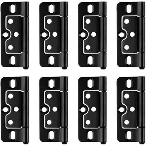 8 Pcs Charniere Porte Lourde, Charnières de Porte Pliables Noires, Charnières de Porte Pliantes Silencieuses sans Mortaise, Charnières pour Intérieures Extérieures Fenêtres Armoires (76 mm x 35 mm) (1/5)