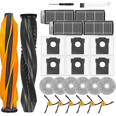 Pièces de rechange pour aspirateur robot Dreame L60 Pro Ultra : 2 brosses principales, 6 lingettes de nettoyage, 4 filtres et 6 sacs. (1/5)