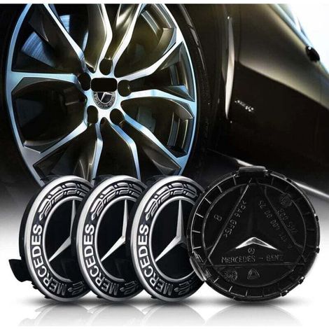 4-teiliger Radkappensatz für Mercedes-Benz 75 mm Aluminium + ABS Radkappen ABS Radnabenabdeckungen Autozubehör