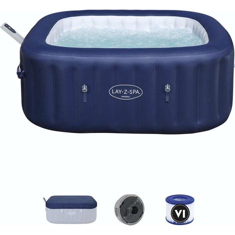 Spa Hinchable Bestway Lay-Z-Spa Hawaii MaxHold EnergySense UltraFit Smart AirJet 6  180x180x71 cm para 4-6 personas en azul  Airjet  140 chorros