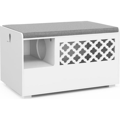 Mobile per gatti 90 x 48,5 x 52 cm con facile accesso e cuscino rimovibile stile moderno MDF bianco 200019466
