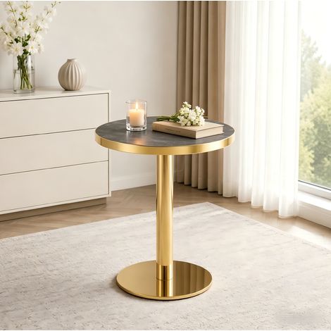 Tavolino rotondo moderno effetto marmo oro OKMYHOME (1/5)