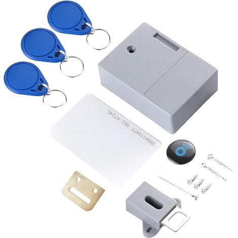 Smart Cabinet Lock, No Holes, 3 Keychains and 1 Card, Invisible Lock, RFID Electronic Opening for Libraries, Saunas, Factories and Offices (1/5)