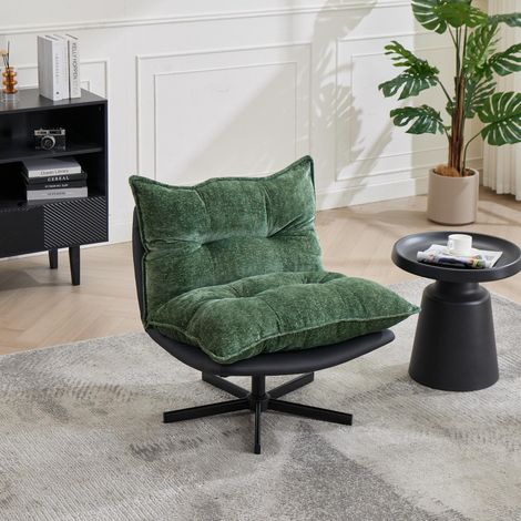 Fauteuil inclinable pivotant avec dossier réglable en 3 positions (95°/110°/125°) – Pieds en métal noir, revêtement en similicuir à motif griffes de chat, garniture en mousse à mémoire de forme, rotat