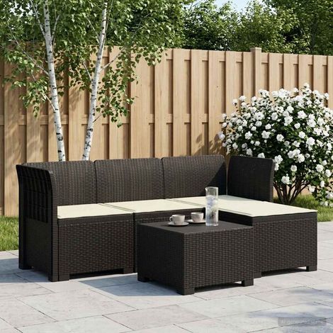 Canapé d'extérieur style rotin pour 4 personnes avec coussins en PP (1/5)