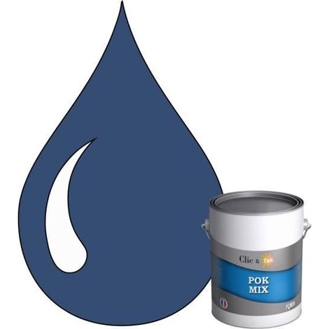 Peinture d'Accroche et Finition 2 en 1 - POK - POK MIX Bleu - Acrylique Satinée - RAL 5000 - 1L (1/4)