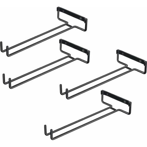 Ahlsen Percha de vidrio para estante, soporte de vidrio de hierro para 4 vasos, estante de exhibición de copas de vino montado en la pared, soporte de vidrio invertido para gabinetes de vino, bares, c (1/5)