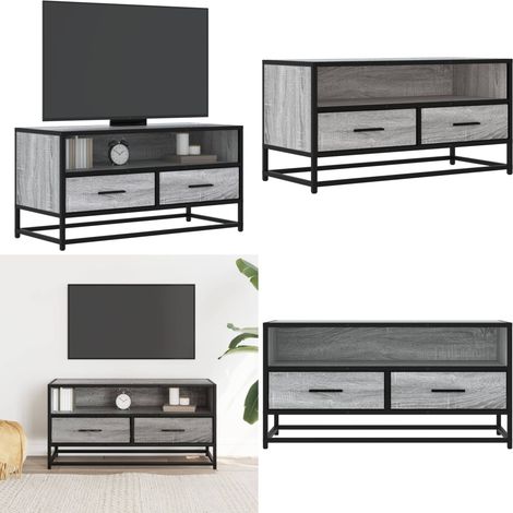 vidaXL TV-Schrank Grau Sonoma 80x34,5x40 cm Holzwerkstoff und Metall (1/5)